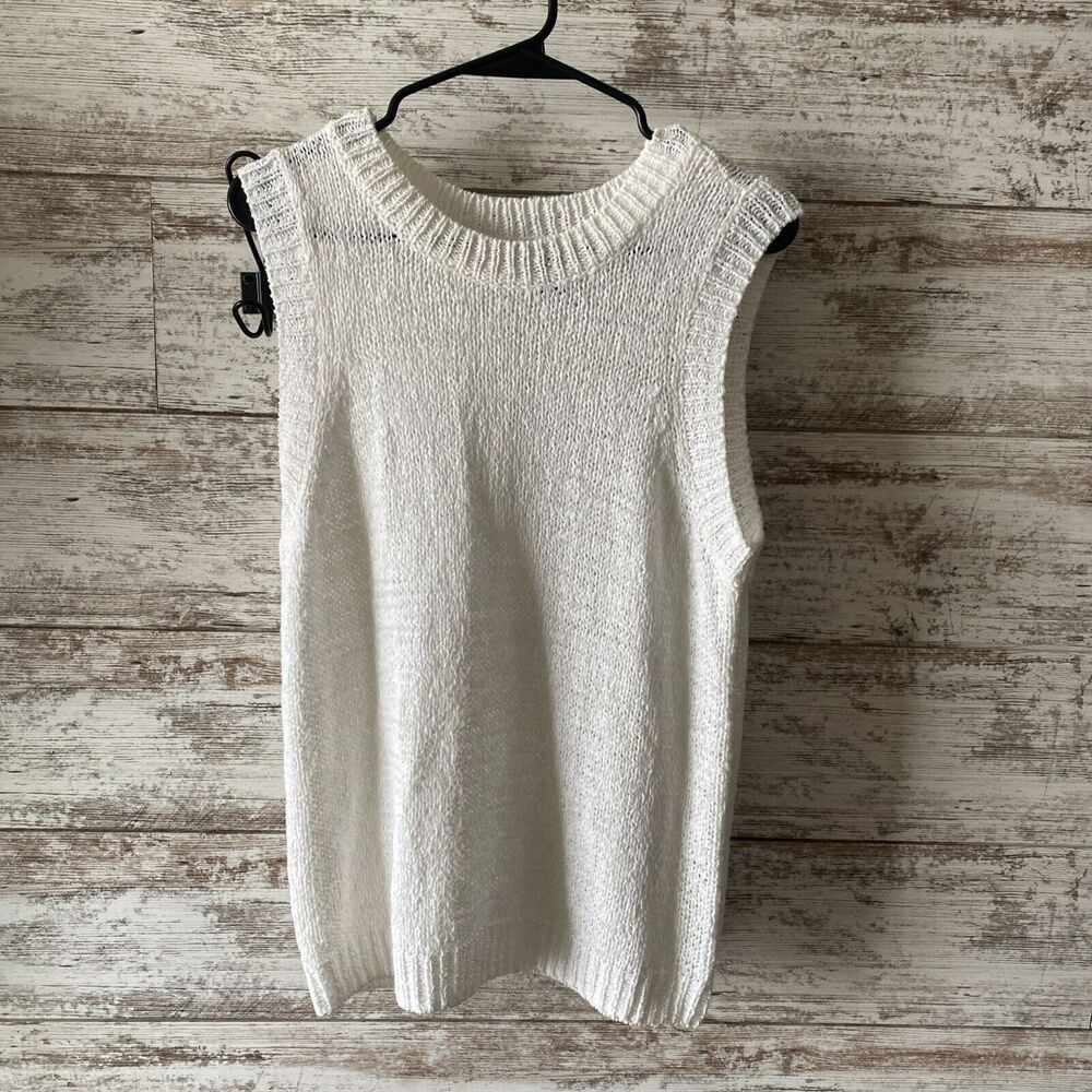 Chelsea & Theodore Ivory Knit Sleeveless Sweater size Large